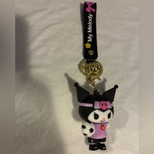 My Melody Kuromi Soccer Keychain Charm - Black & Pink